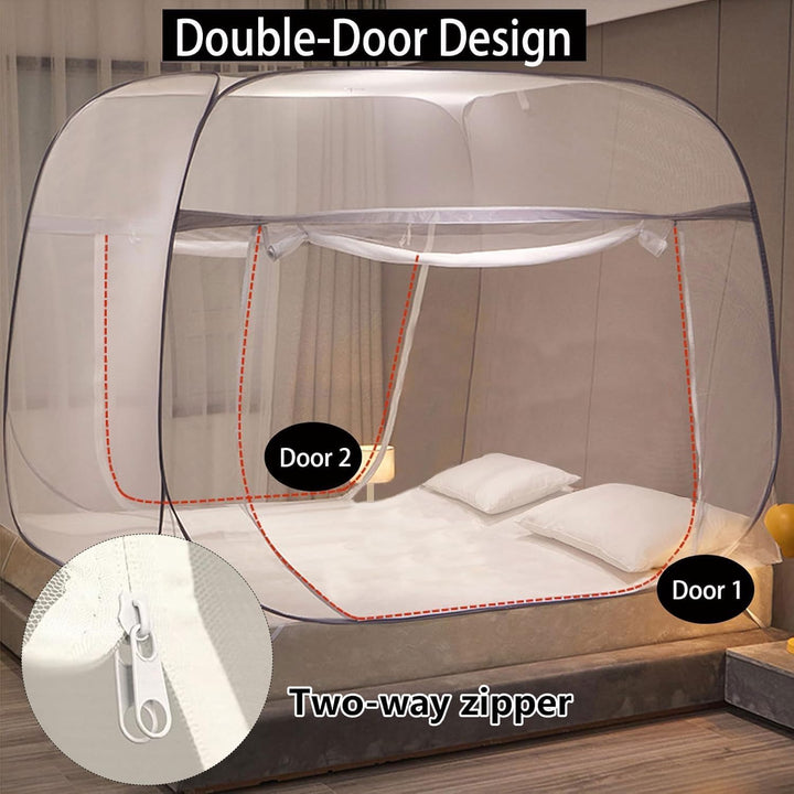 Moskitonetz Bett,180X200cm Zusammenklappbares Moskitonetz,Doppeltür-Moskito-Campingzelt,Faltbares An