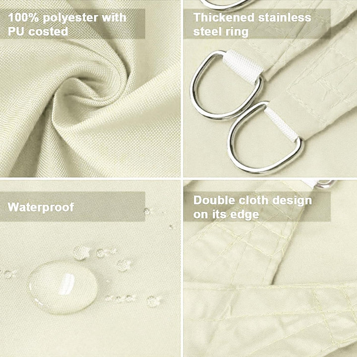 Dripex Sonnensegel wasserdicht Sonnenschutz Set 3X3 m inkl Befestigungsseile Rechteckig Polyester Im