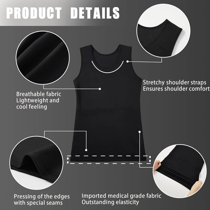 XUJI Transgender FTM Trans Atmungsaktive Halb Brust binder 3XL Tank-schwarz, 3XL Tank-schwarz