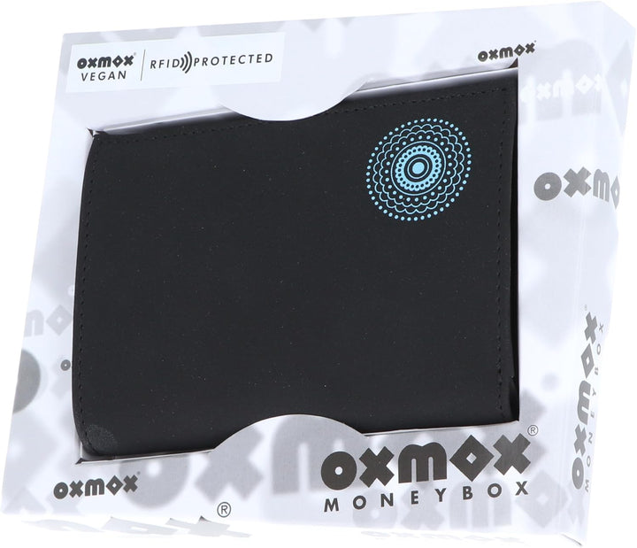 Oxmox Geldbörse New Cryptan RFID Protect Kombibörse Circle Bloom Print Cyan Black schwarz Circle Blo