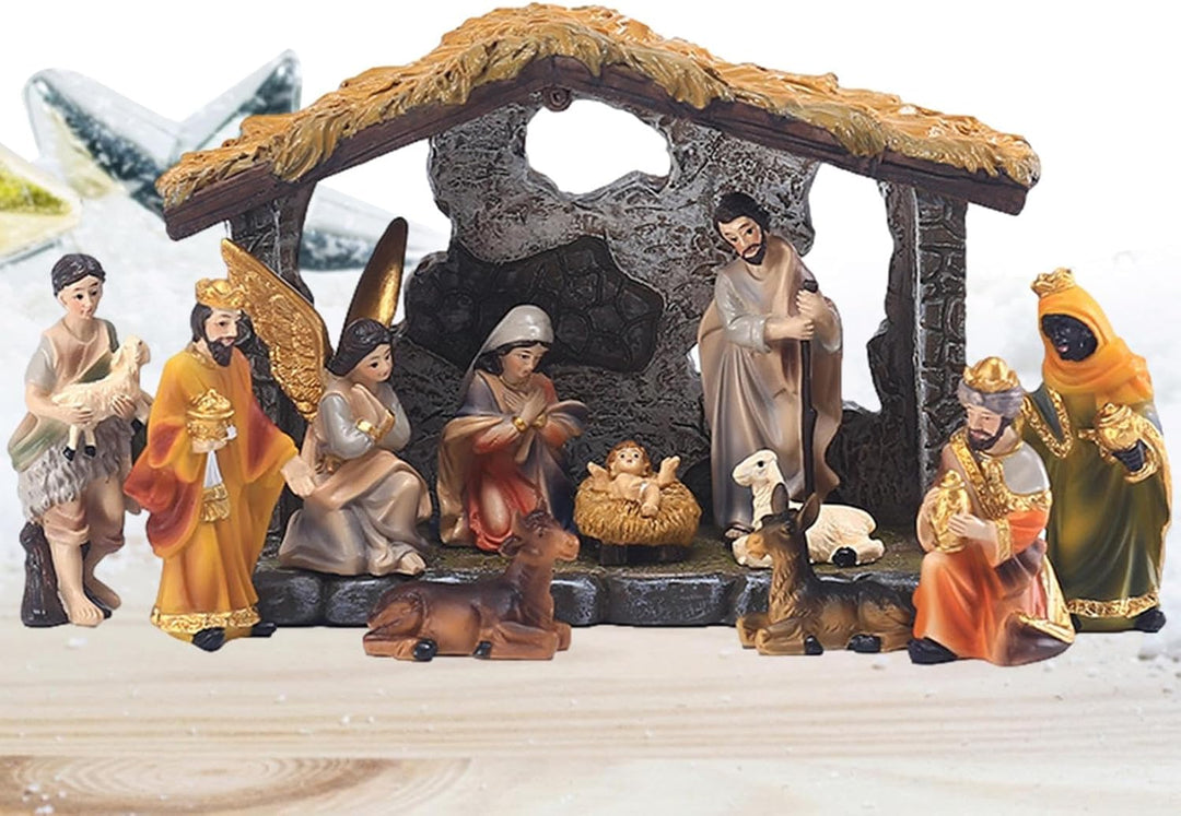 Weihnachtskrippe Set | Weihnachtskrippe Set Krippe Set Krippe | Harz Figuren Home Wohnzimmer Kunst D