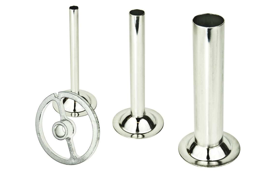 WolfCut Wurstfüller - Set (Füllrohr Set + eine Führungsscheibe), INOX, kompatibel mit Fleischwolf Gr