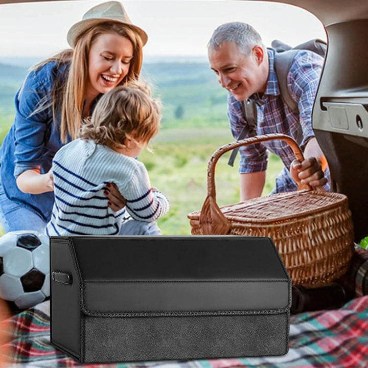Auto Kofferraum Organizer aus PU Leder,Faltbare &amp; Wasserdichte Aufbewahrungsbox mit Deckel,Kofferrau