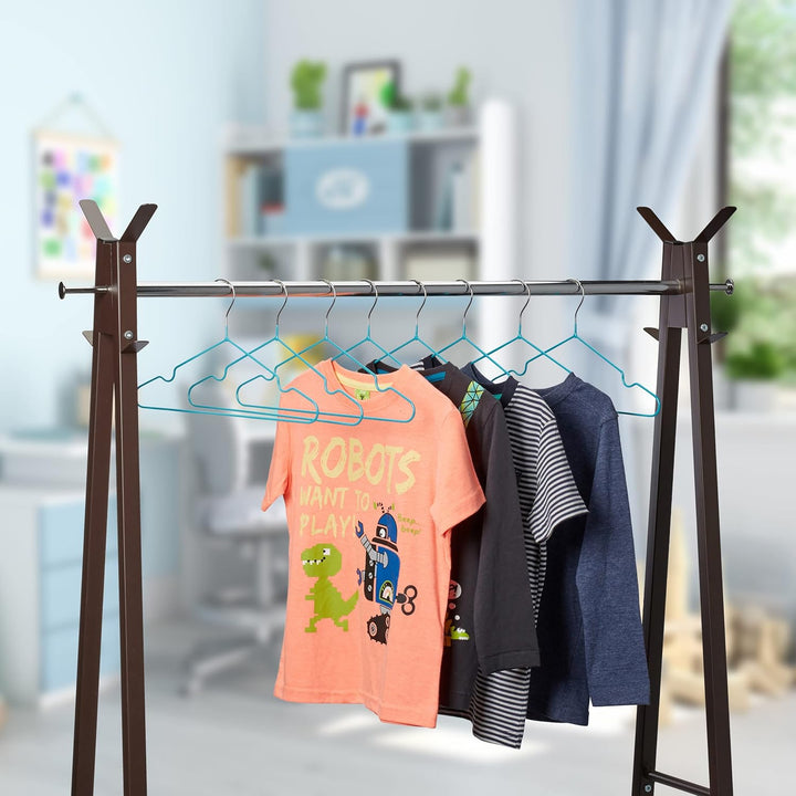 Relaxdays 40 x Kinderkleiderbügel, platzsparende Drahtbügel Jungen, Babybügel mit Kerben, PVC-beschi
