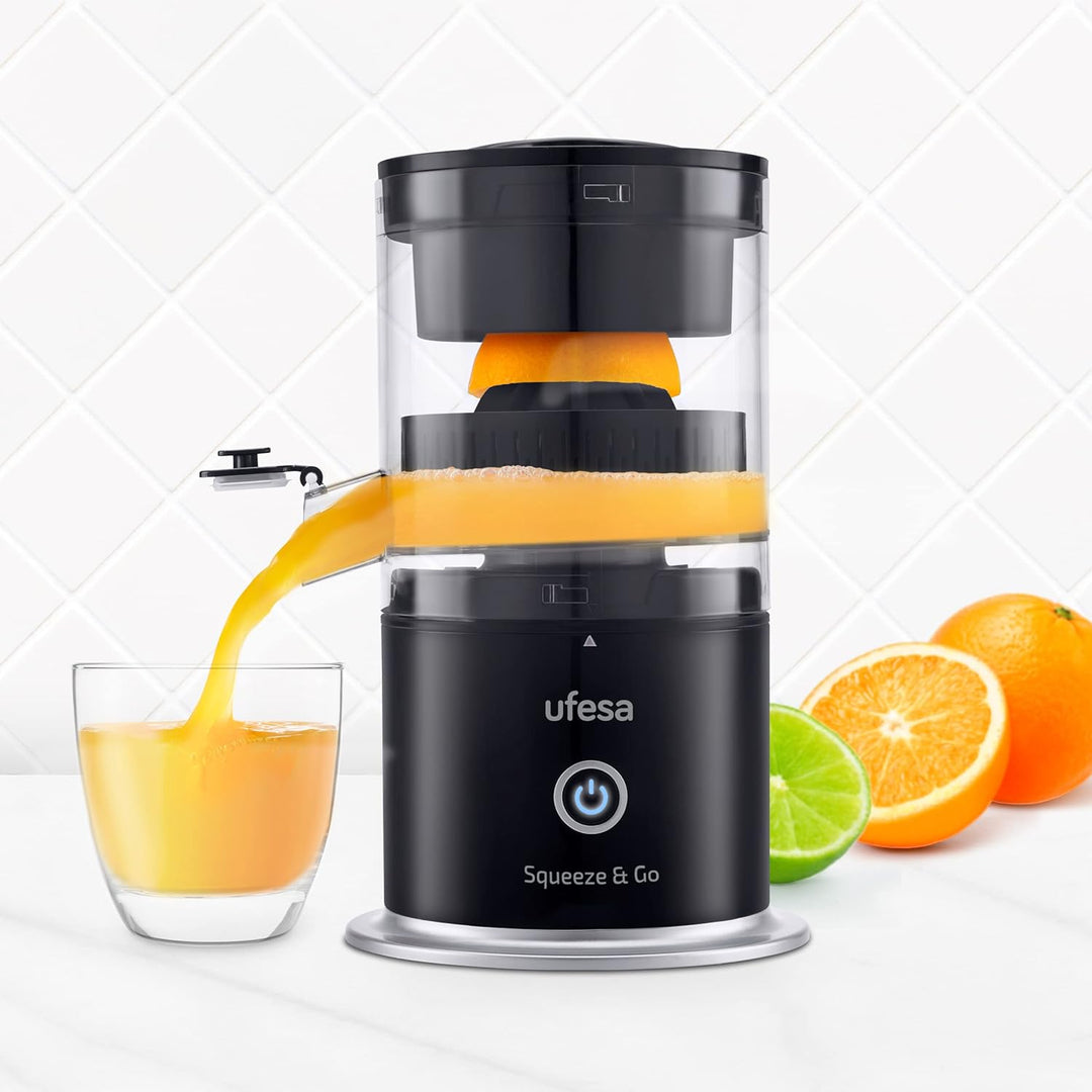 Ufesa Squeeze & Go, Zitruspresse Elektrisch mit USB-C wiederaufladbar, Tragbares, Orangenpresse, Zit