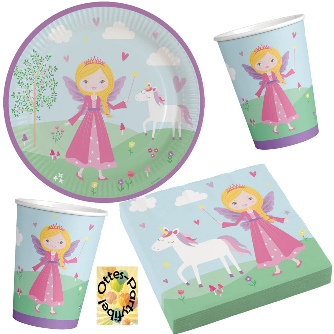 HHO Prinzessin-Party-Set 52tlg. - für 16 Gäste Teller Becher Servietten Prinzessin 