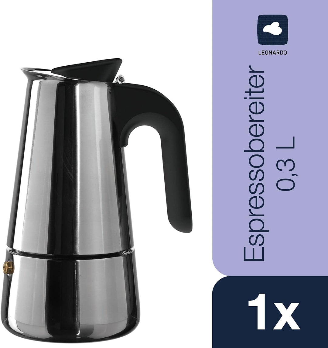 LEONARDO HOME 018772 CAFFÈ PER ME Espressobereiter 0,3l, 18/8 Edelstahl Espressobereiter 0,3 l