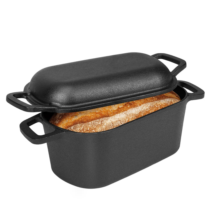GFTIME Gusseisen Topf 35cm Brot Backen, Brotbackform mit Deckel - Robuste Brotbackform mit Deckel -