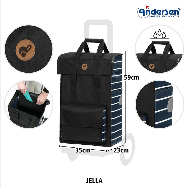 ANDERSEN Einkaufstrolley - Treppensteiger Royal Shopper Jella blau | ideal für Treppen, aus Alu, hoh