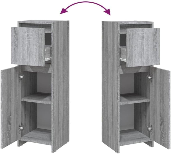 vidaXL Badschrank Grau Sonoma 30x30x95 cm Holzwerkstoff, Grau Sonoma