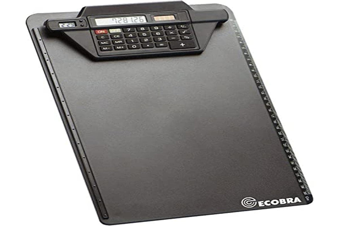 Ecobra 792250 Klemmbrett mit Rechner-Klemmschiene, schwarz
