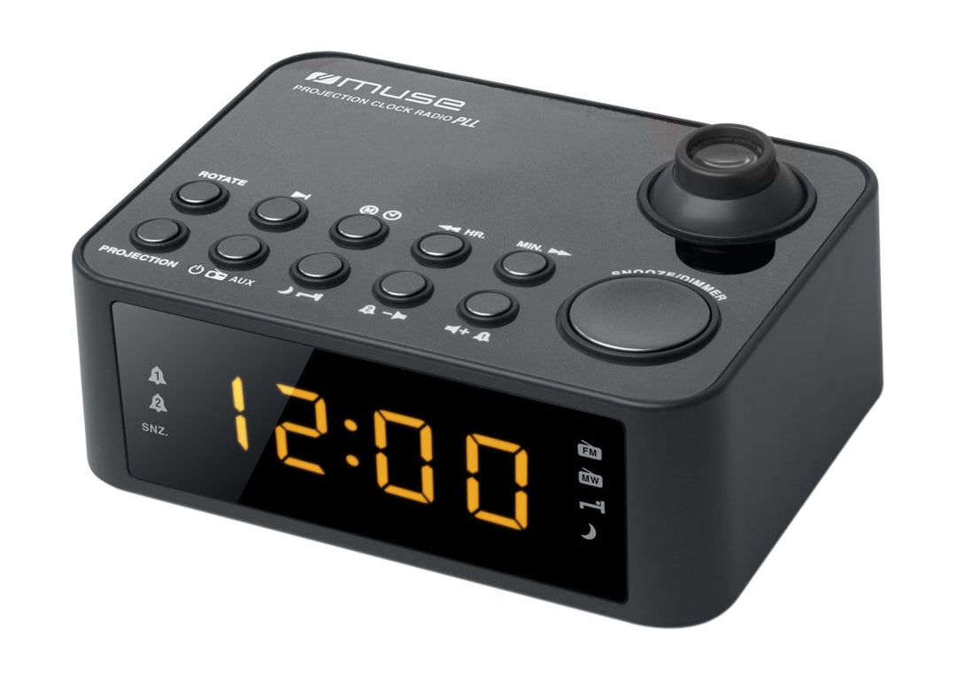 Muse M-178 P Radiowecker mit Uhrzeitprojektion, Schlummerfunktion, AUX-Eingang, Akku- oder Netzbetri