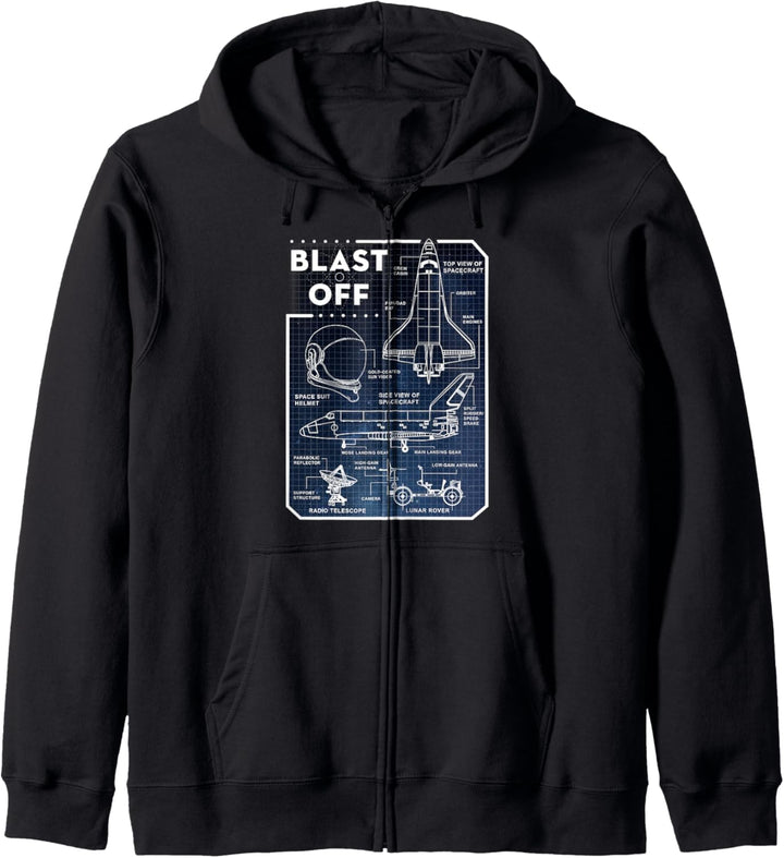 Trendy Space Schematics Blast Off Kapuzenjacke