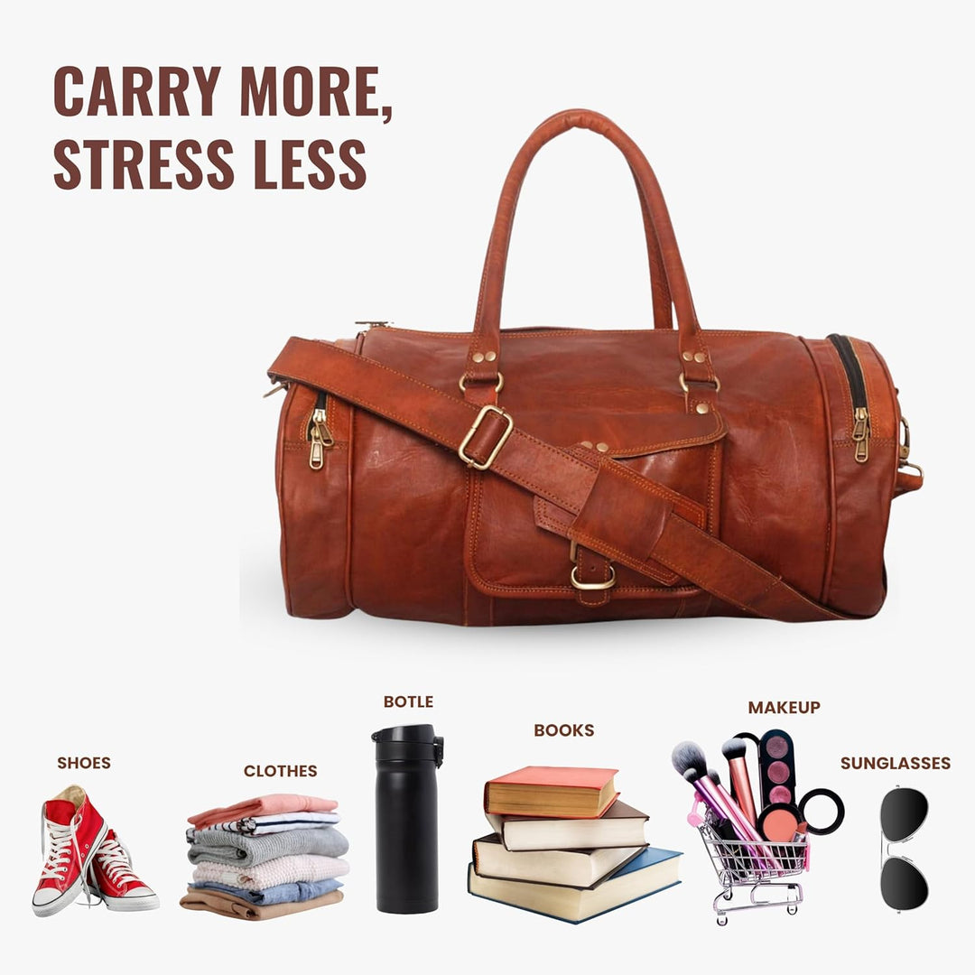 ALASKA EXPORTS, Travel bag Leather, brown 28'' inch 28'' inch Brown, 28'' inch Brown