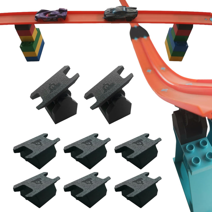 Adapter Set kompatibel mit HOT Wheels Tracks & LEGO DUPLO Steine - 8 Adapter (6 starr, 2 beweglich)