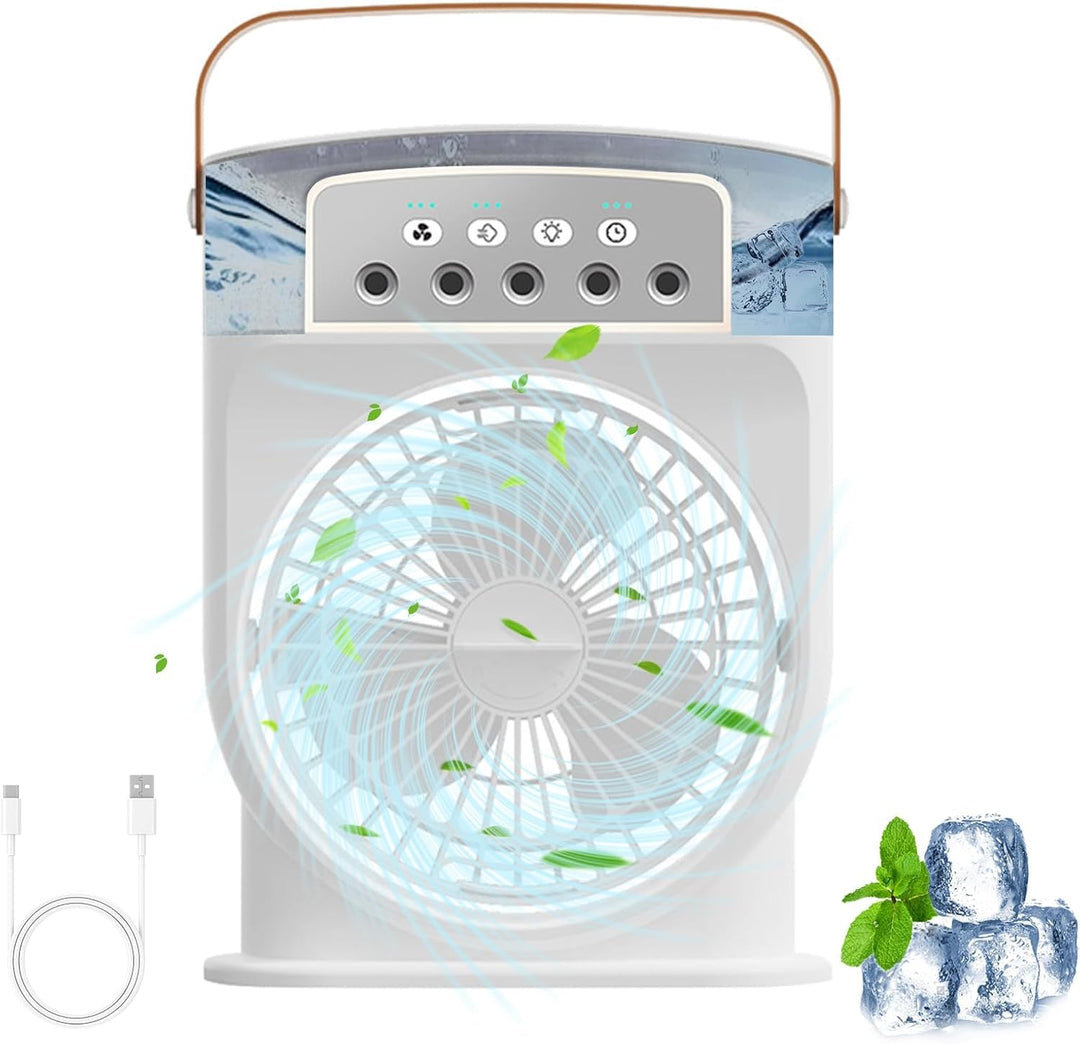ragbare Klimaanlage Fan, 4 in 1 Personal Mini Cooling Fan mit Wassernebel Spray, 3 Geschwindigkeiten