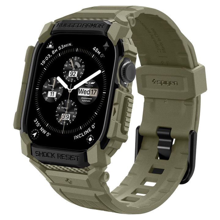 Spigen Rugged Armor Pro Hülle mit Armband Kompatibel mit Apple Watch 11/10 46mm (2025/2024) Vintage