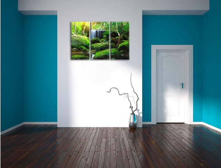 Pixxprint Regenwald in Thailand als Leinwandbild/Grösse: 3Teilig / Wandbild/Kunstdruck/fertig bespan