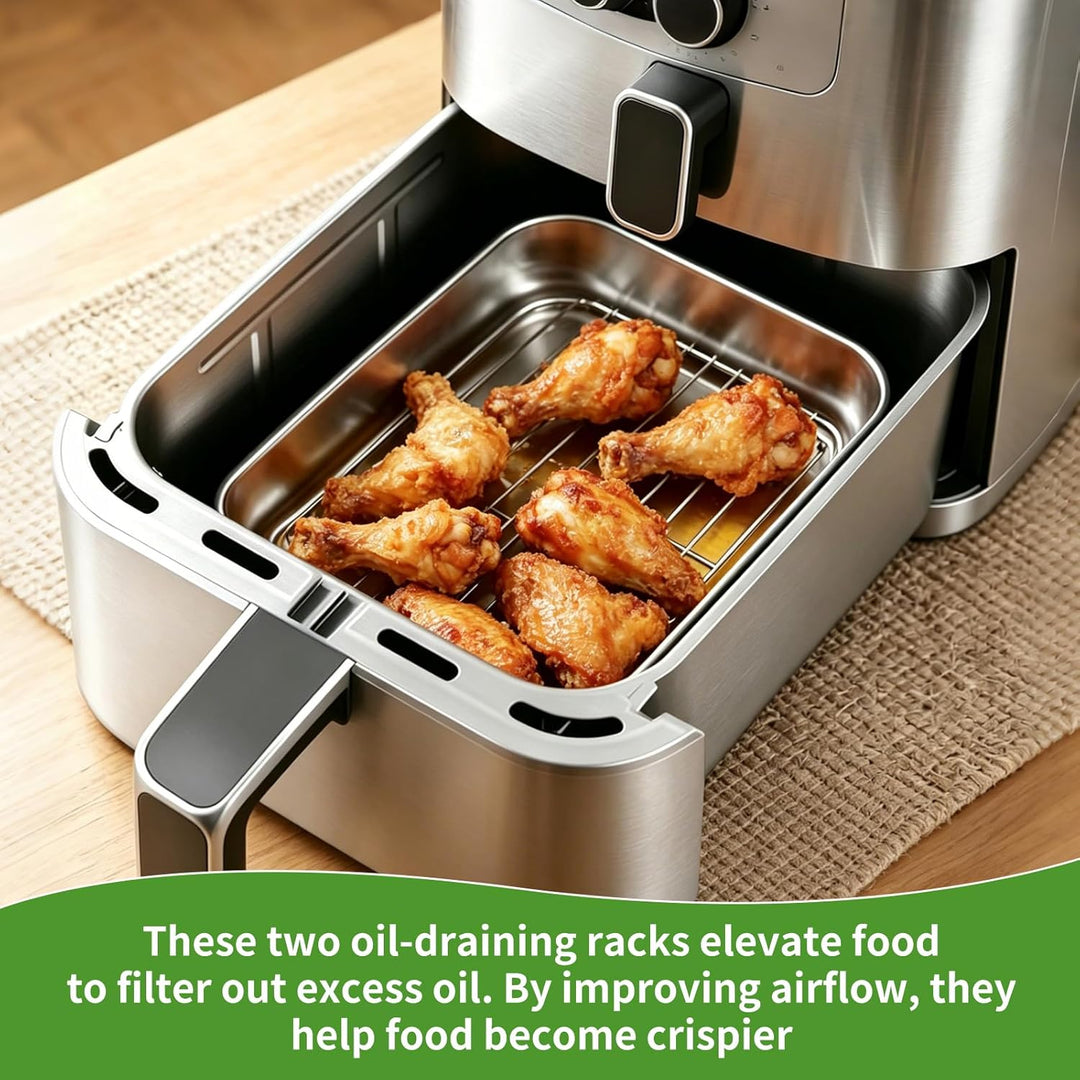 Auflaufform Airfryer Zubehör aus Edelstahl, 10 Stück Heissluftfritteusen Zubehör für Ninja Dual Zone