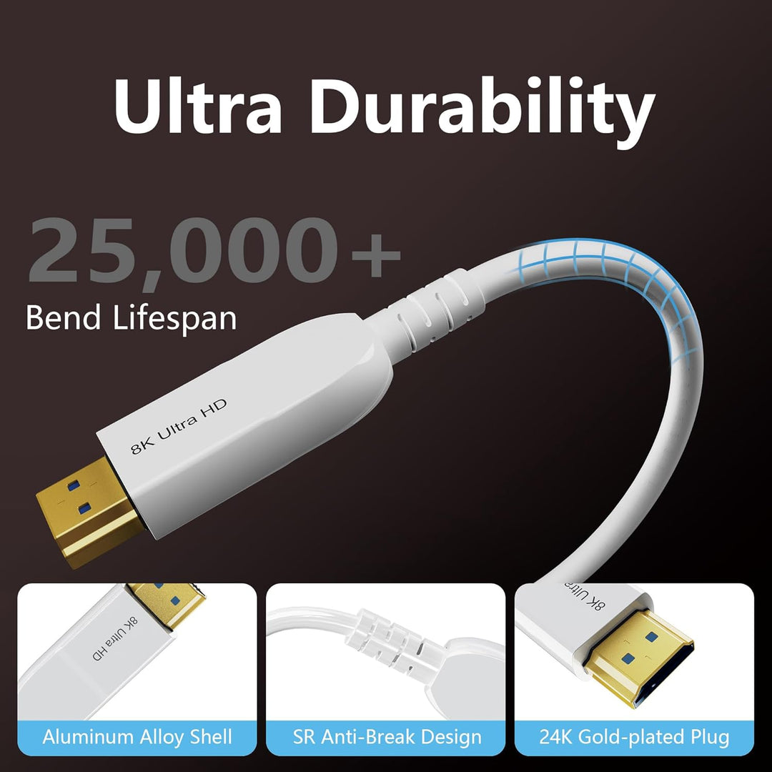 8K Glasfaser HDMI Kabel 3Meter, Langes aktives HDMI 2.1 Kabel 48Gbps Ultra High Speed 8K@60Hz 4K@120