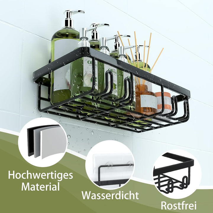 TGNISI Duschablage Ohne Bohren 5 Set mit Seifenhalter Badezimmer Regal Badezimmer Organizer Schwarz