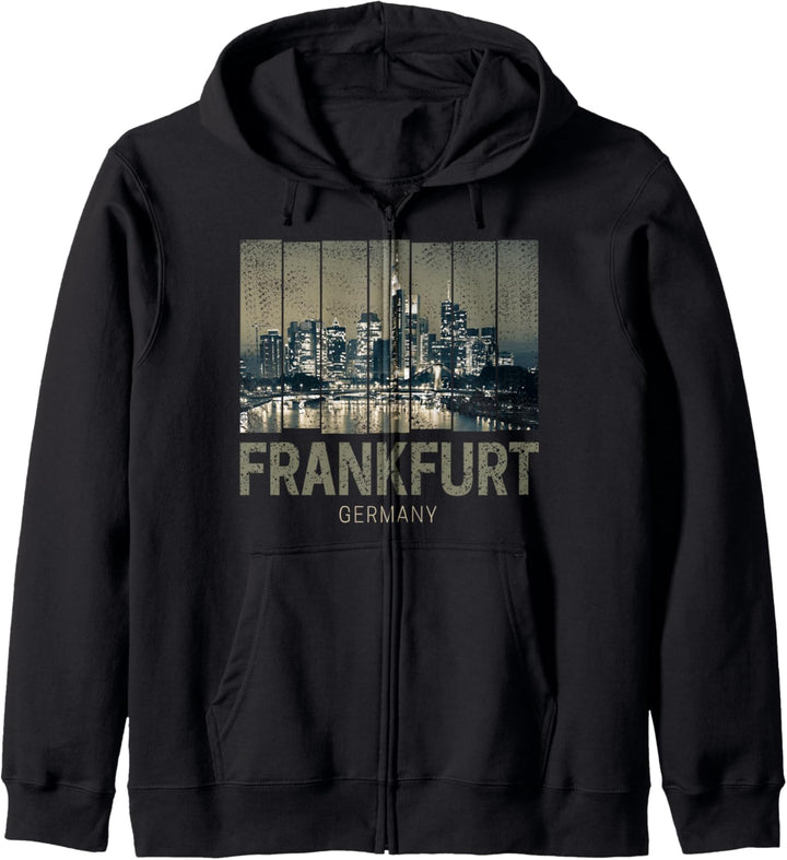 Frankfurt Deutschland Skyline Fine Art Vintage Souvenir Kapuzenjacke
