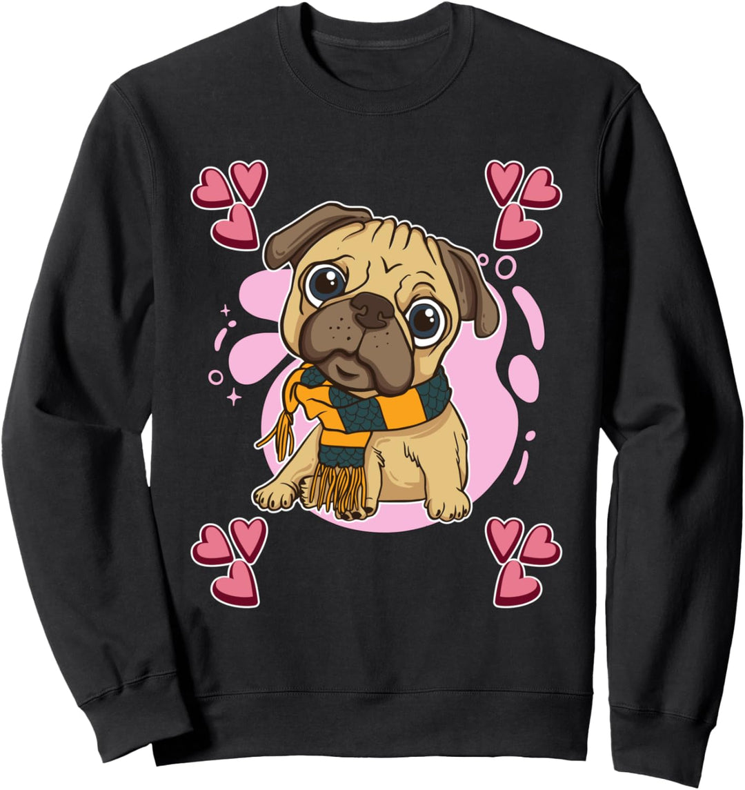 Damen Mops Zeichnung Mädchen Mops Sweatshirt