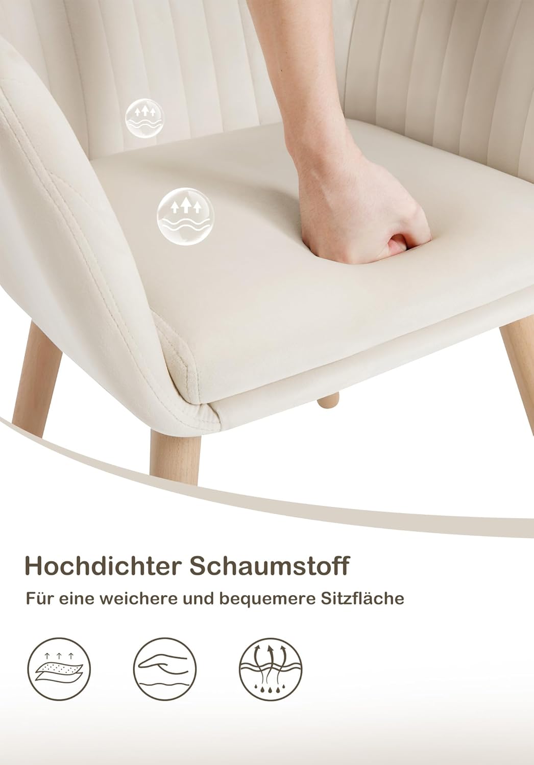WOLTU 1x Esszimmerstühle Küchenstuhl Polsterstuhl Wohnzimmerstuhl Design Stuhl mit Armlehne Samt Mas