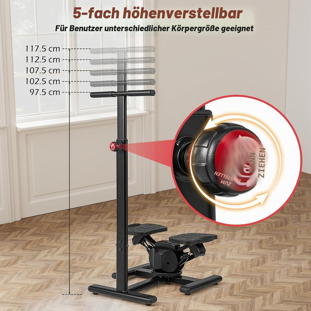 KOMFOTTEU Stepper mit höhenverstellbarem Lenker, Treppensteiger mit LCD-Bildschirm, verstellbaren Wi