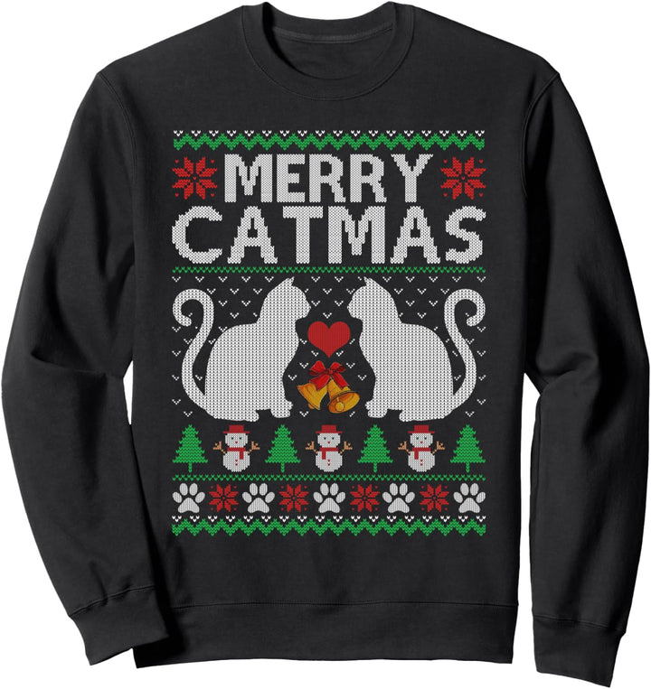 Merry Catmas Weihnachtspullover mit Katzenmotiv Sweatshirt