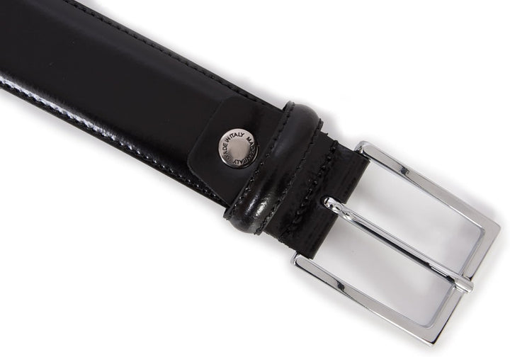 Herren Gürtel aus echtem schwarzem Leder - Elegant glänzender Style für Männer 35mm 90cm Taille - 10