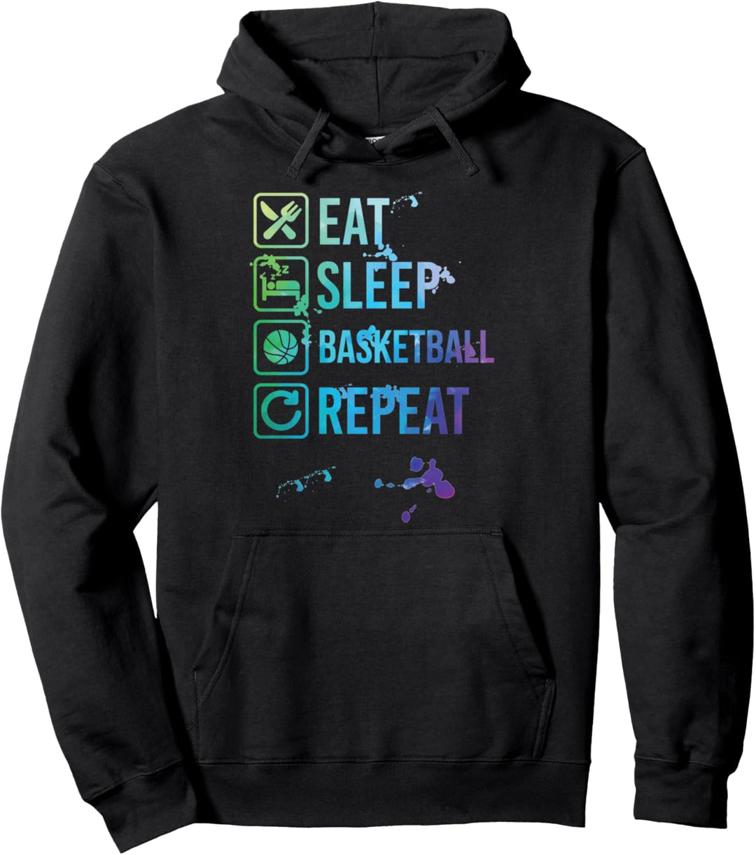 Basketball Eat Sleep Repeat Watercolor Gift Pullover Hoodie