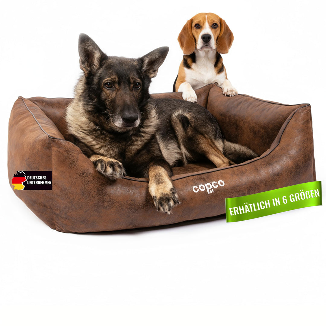 CopcoPet Hundebett kleine Hunde【waschbar & rutschfest】 Hundekorb S Kunstleder in Wildlederoptik, gel