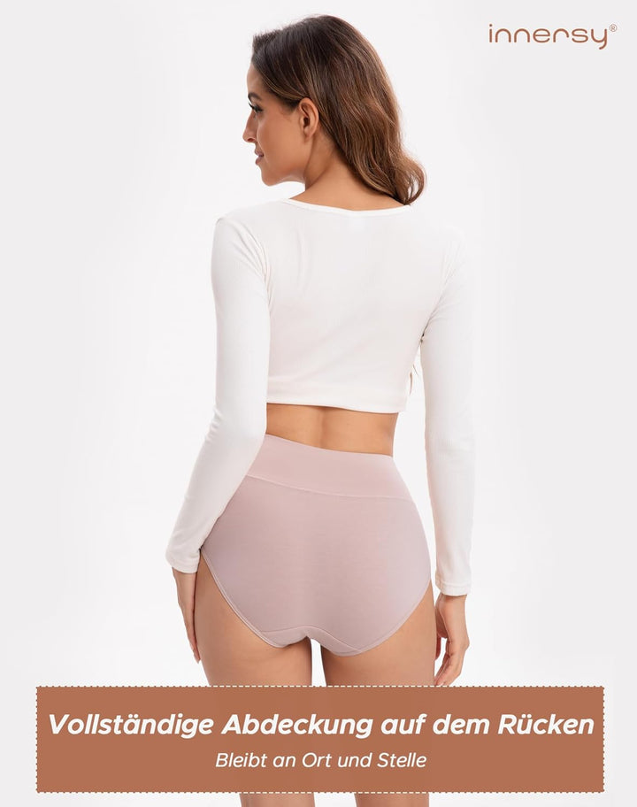 INNERSY Unterhosen Damen Baumwolle Stretch Slips Hohe Taille Weiche Unterwäsche Frauen 5er Pack 3XL