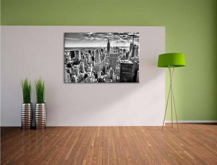 Pixxprint Monocrome, New York bei Tag, Format: 100x70 auf Leinwand, 100x70