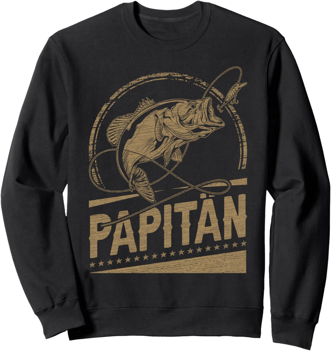 Papitän, Papa Angler, Papa Fischer Vintage-Look Sweatshirt
