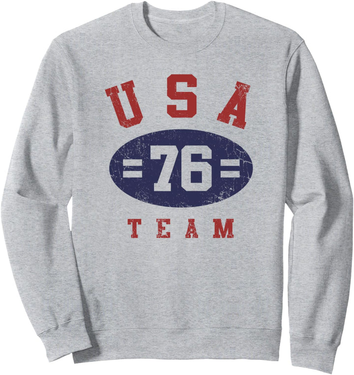 Trendy USA Team 76 Red White Blue Collegiate Text Sweatshirt