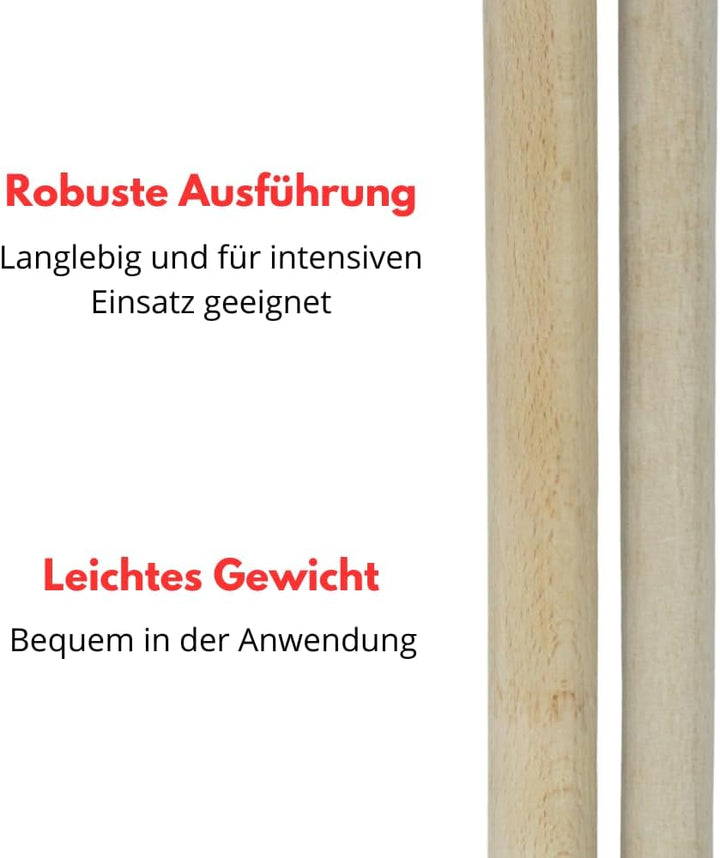 Generisch 2er Set Holzstiel 130 cm – Laubrechenstiel Ø 28 mm – stabiler Gerätestiel aus Buchenholz –