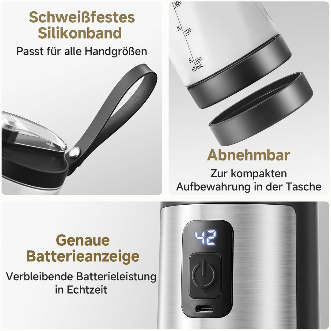 AMZCHEF Tragbarer Mixer 600ml - Smoothie Maker mit 6 Klingen,120W Motor Mixer to Go, Schnellladung ü