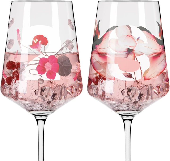 RITZENHOFF 3461002 Sommersonett #2 Aperitifglas-Set, Kristallglas, 544 milliliters Blumen, Zahlen, B