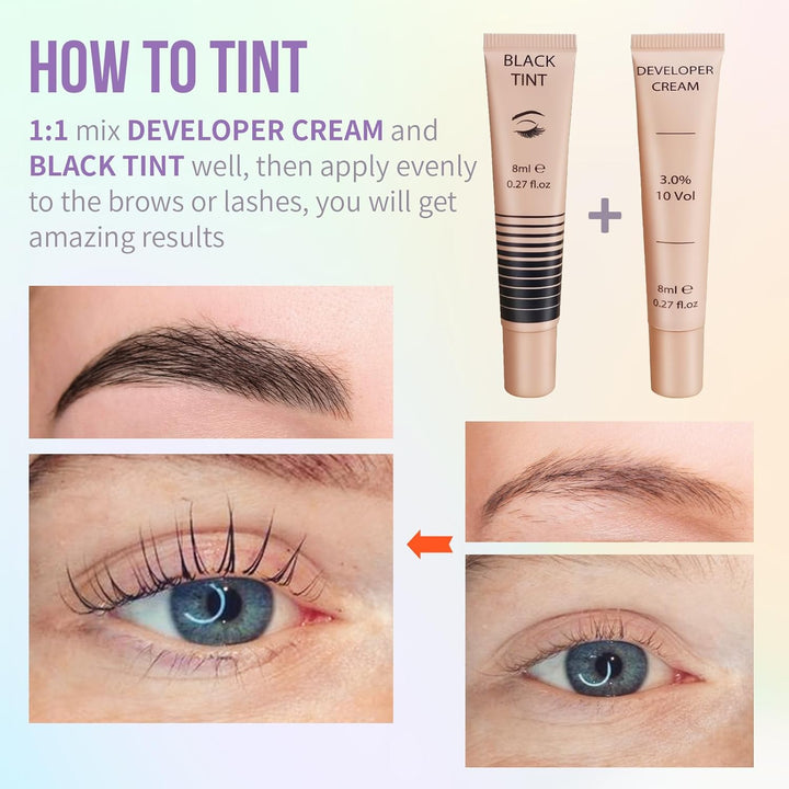 PERMANIA Wimpernlifting Set mit Farbe Schwarz, 2025 Neues Wimperndauerwellen und Tönung Kit, 4 in 1