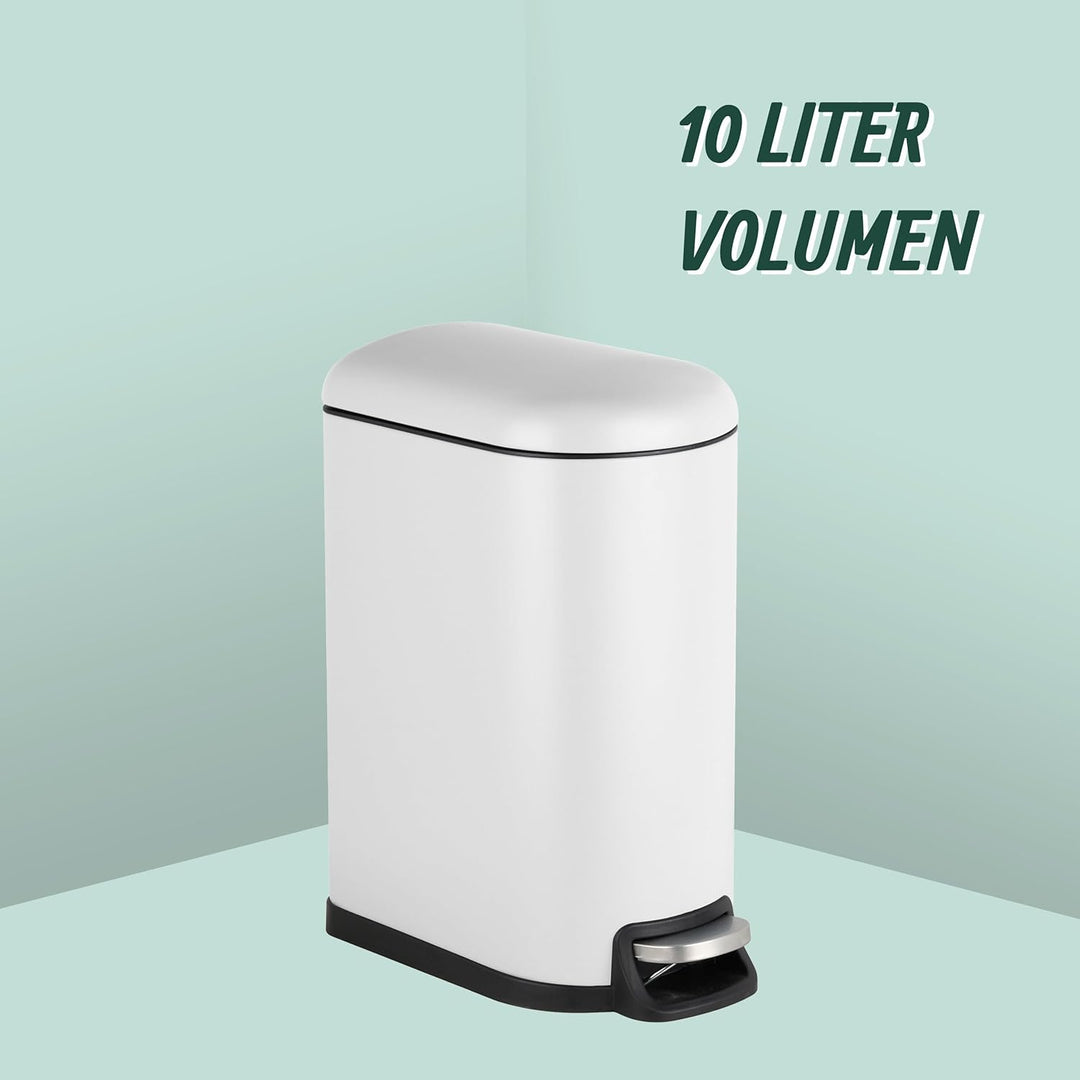 Relaxdays Mülleimer, 10 Liter, Absenkautomatik, entnehmbarer Inneneimer, Kosmetikeimer mit Deckel, B
