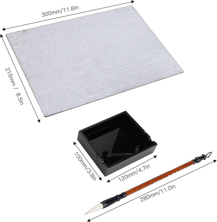 Buddha Board Wasser-Schreibset – 300 X 215 Mm Grosser Zeichenblock mit Pinsel und Wasserbehälter Zum