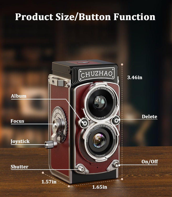 Retro Mini Digitalkamera, 1080P FHD Video Digital Retro Kamera mit 16GB Speicherkarte, 12MP Autofoku