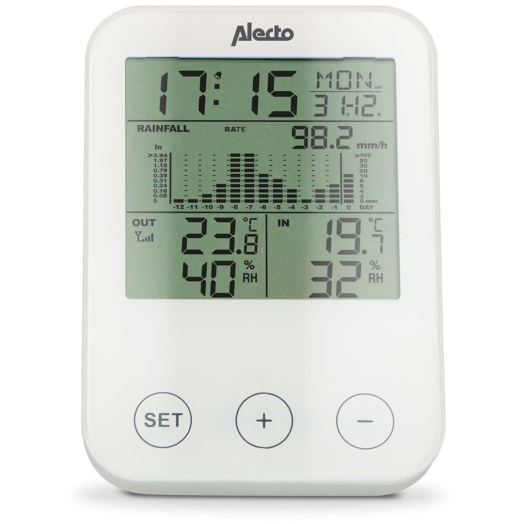 Alecto WS-1200 Wetterstation, Temperaturmessung, Luftfeuchtigkeit, Niederschlagsmessung, kabellos, b