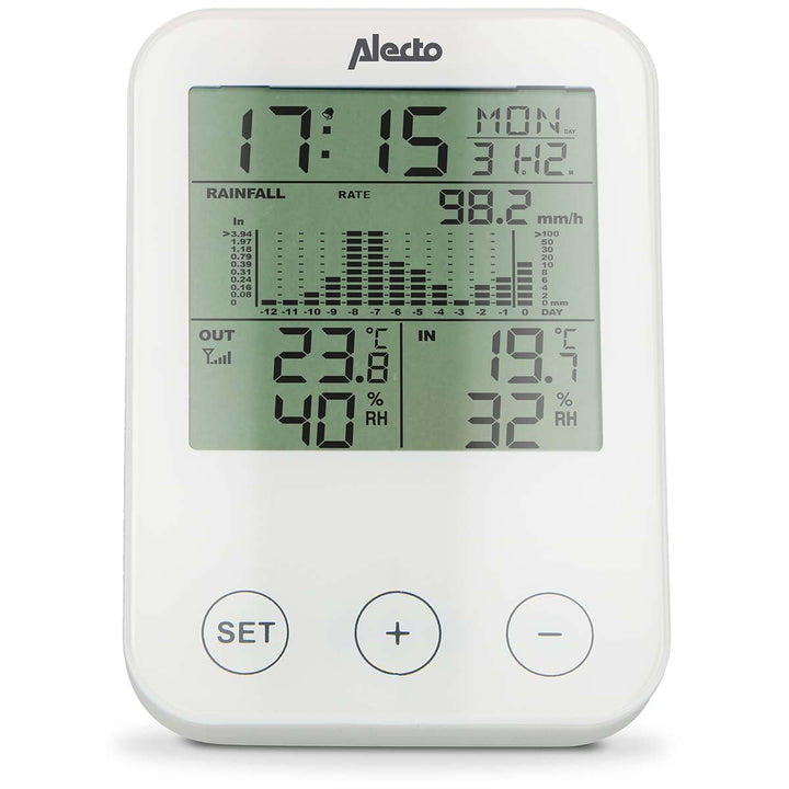 Alecto WS-1200 Wetterstation, Temperaturmessung, Luftfeuchtigkeit, Niederschlagsmessung, kabellos, b