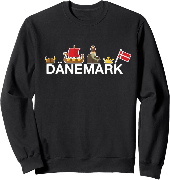 Dänemark Flagge Wikinger Schiff Meerjungfrau Skandinavien Sweatshirt