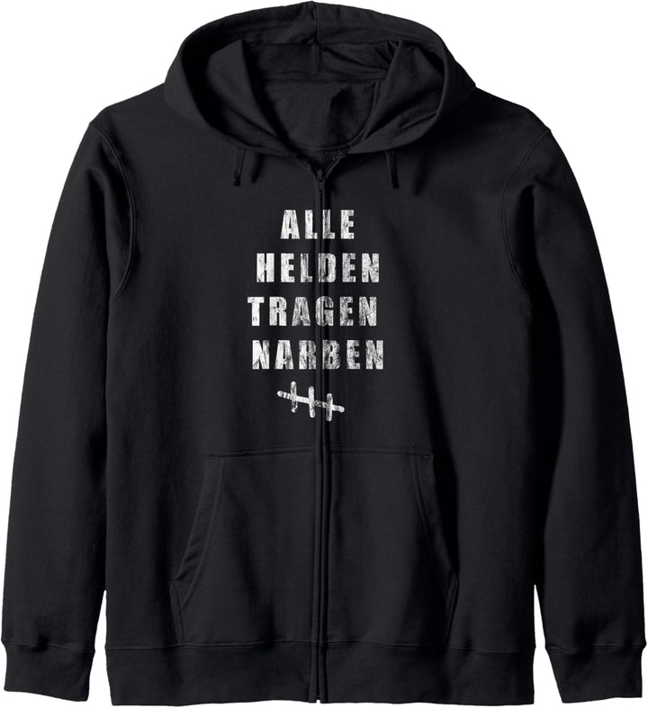 Alle Helden tragen Narben Outfit Reha nach Unfall Operation Kapuzenjacke