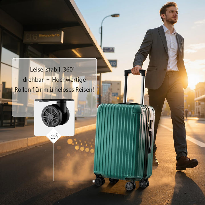 Koffer Set 3-teilig, Hartschalen Hartschalen Reisekoffer, Koffer & Trolleys mit 4 Rollen & Zahlensch