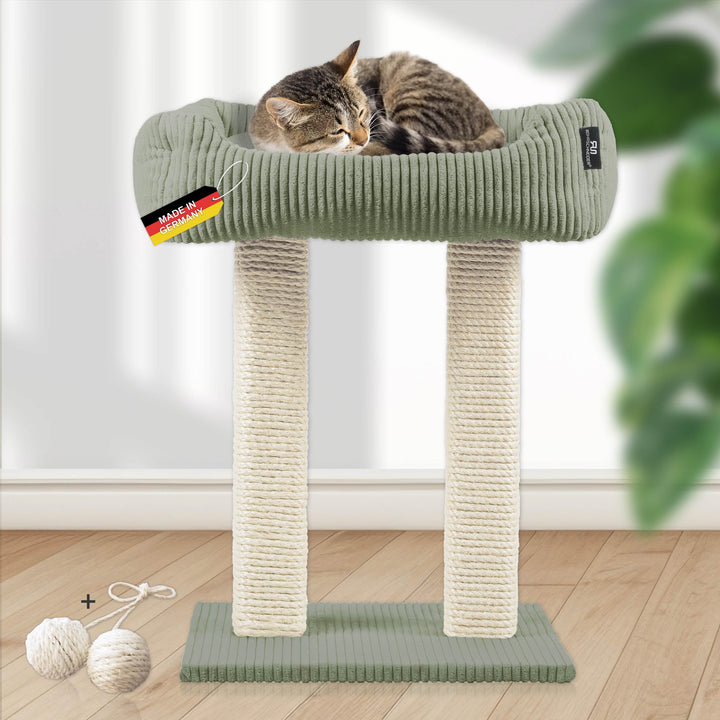 Rohrschneider moderner Kratzbaum Wolly | Made in Germany | Kleiner Katzenbaum mit 2 Breiten Kratzsäu